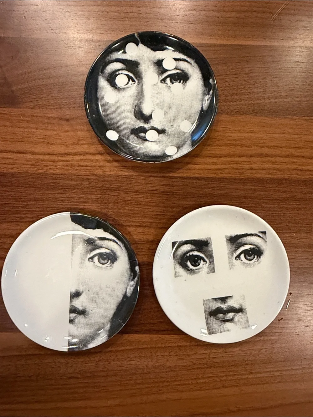 Fornasetti  Tema E Variazioni Black & White Face Coasters - Set of 7